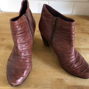 Brown leather ankle boots